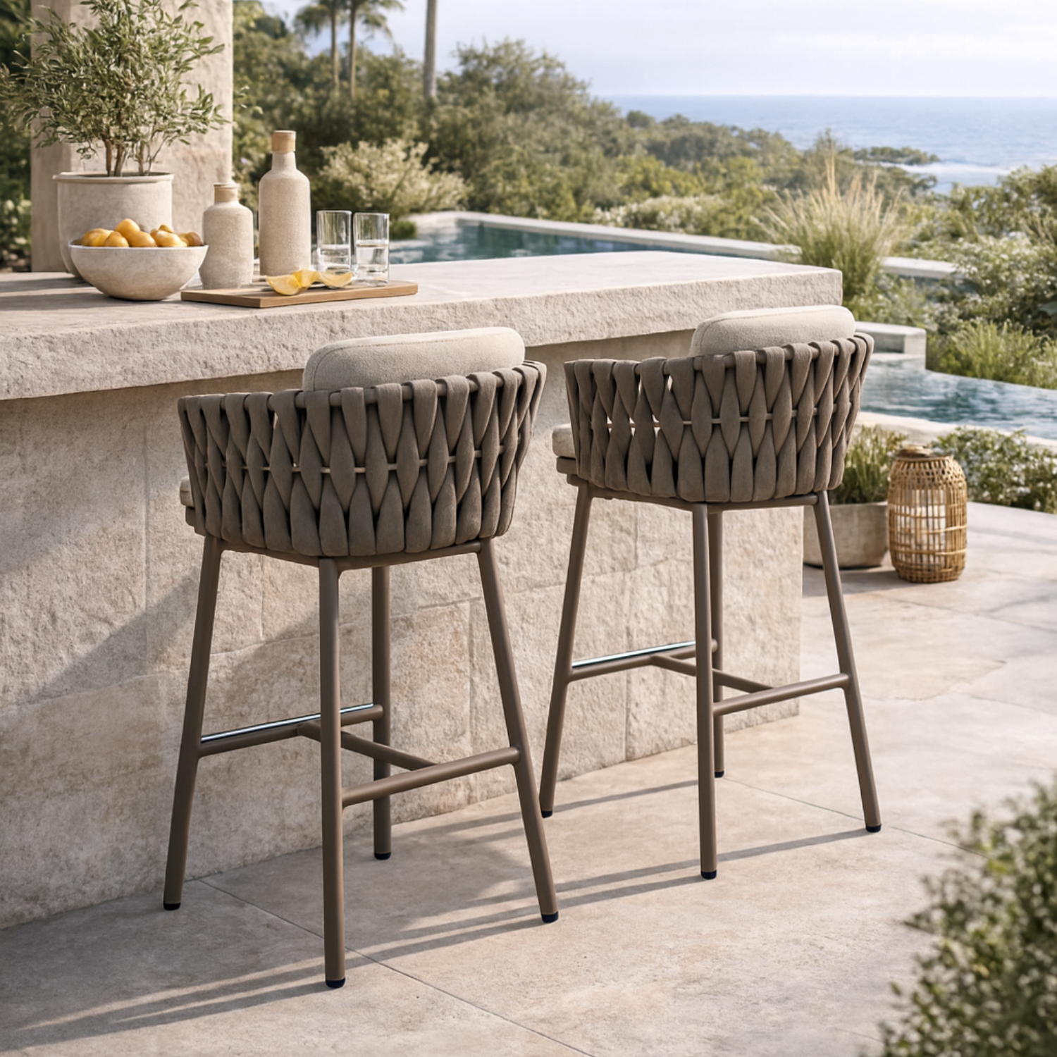 Elgin Outdoor Barstool - Mood Taupe