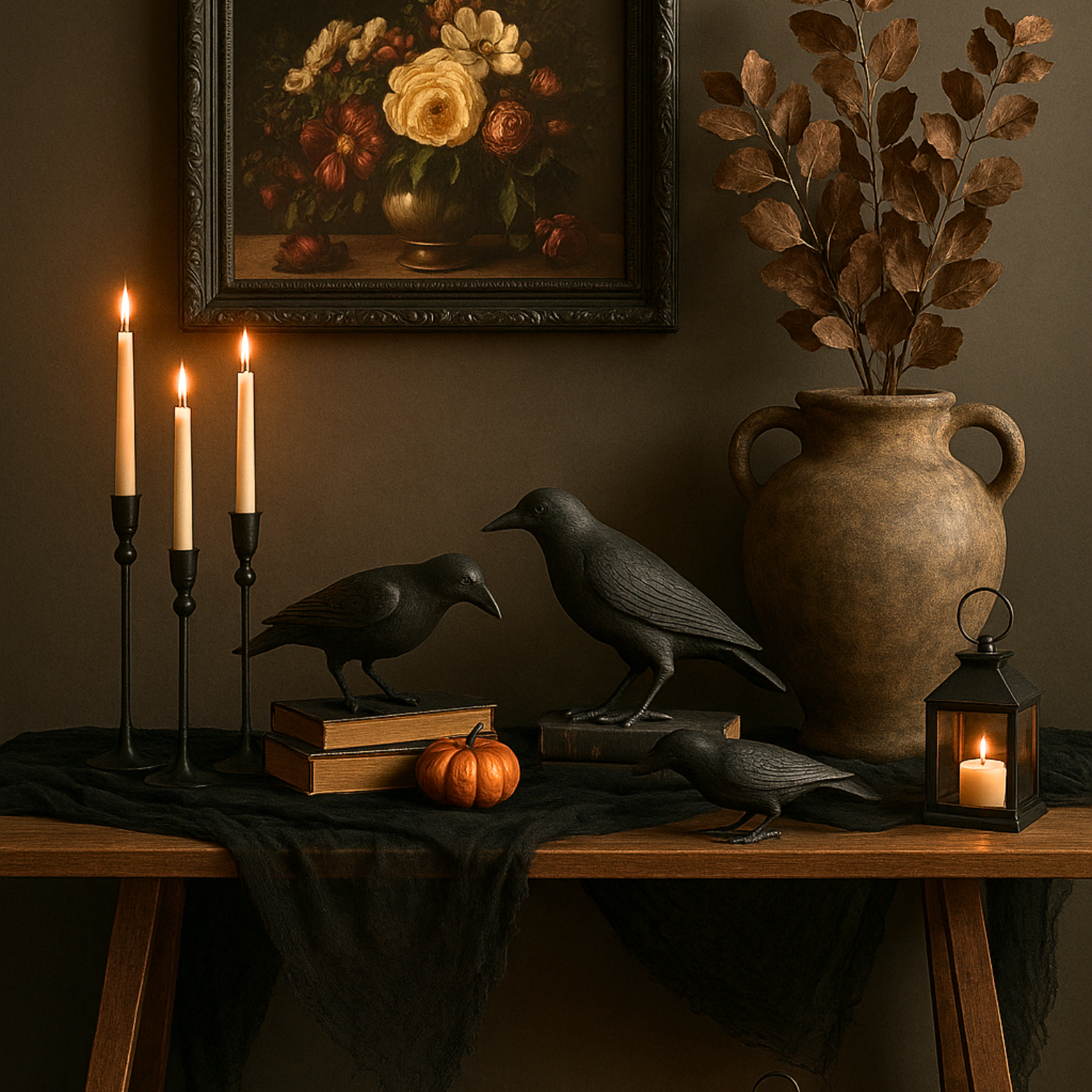Decorative Onyx Crow Statue