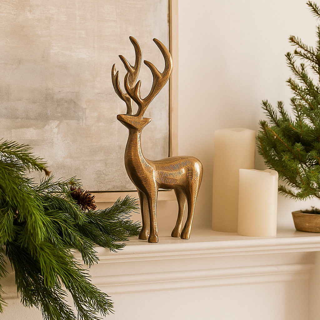 Prancer Antique Gold Reindeer