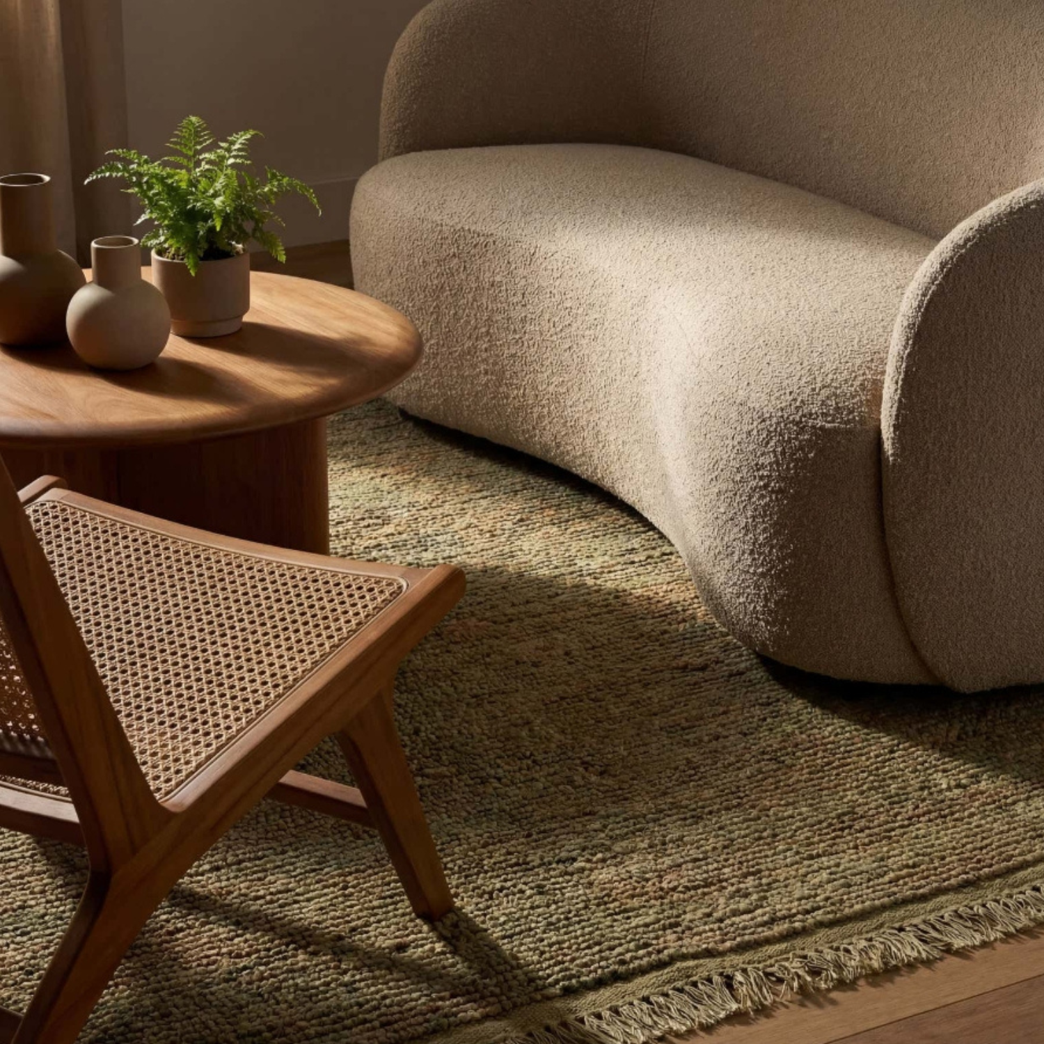 Dash & Albert Varnu Green Textured Jute Rug