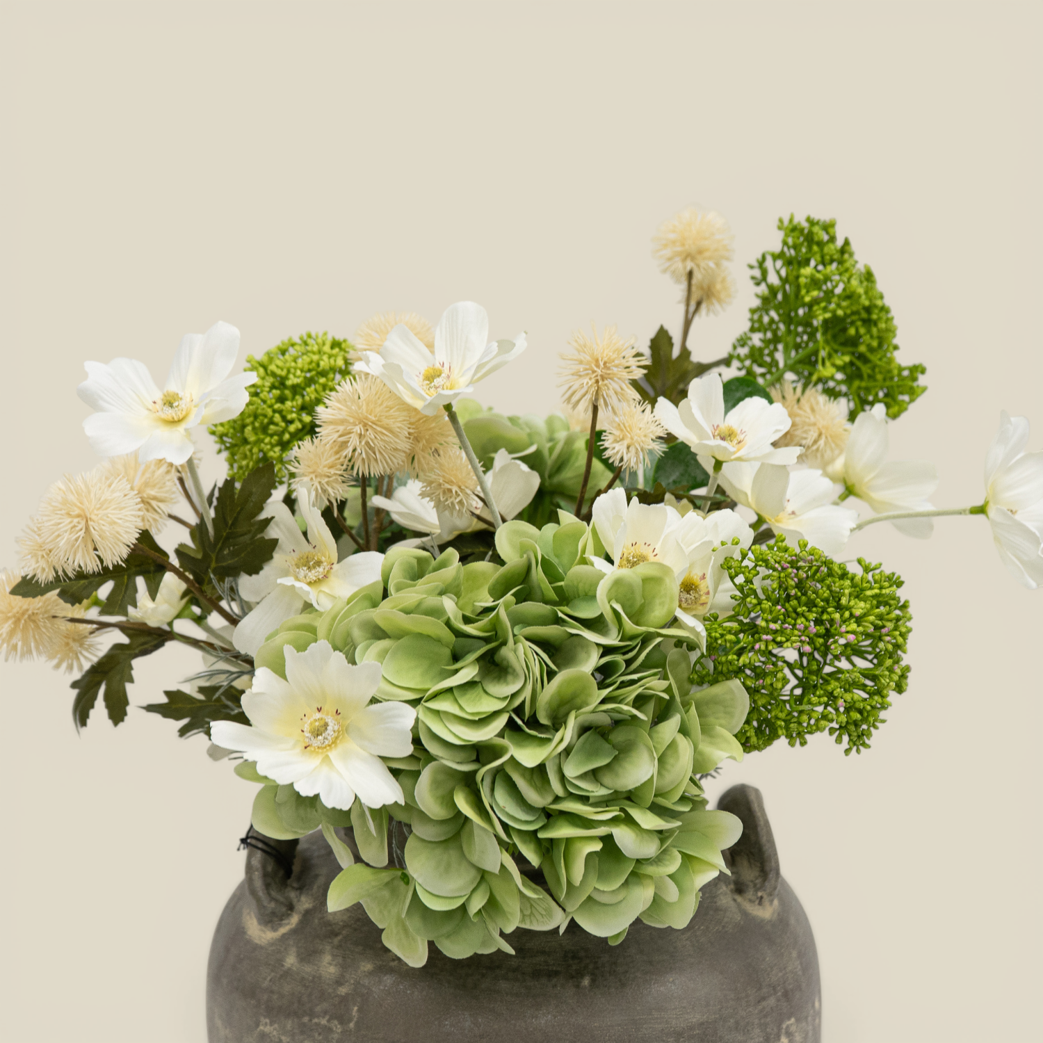 Artificial Green Hydrangea & Sedum Bouquet