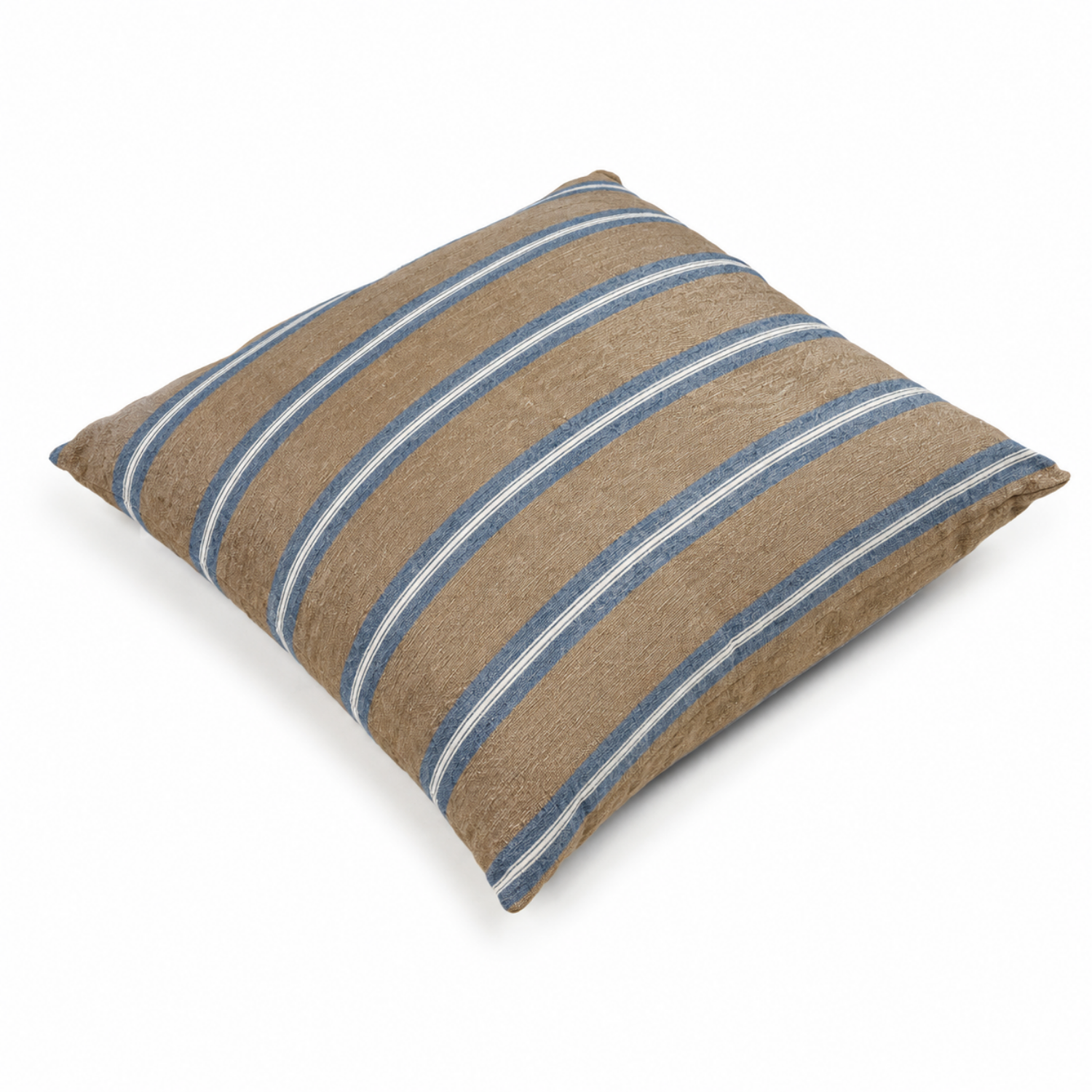 Costal Loft 26" Linen Euro Pillow Sham - Brown/ Blue/ White Stripe