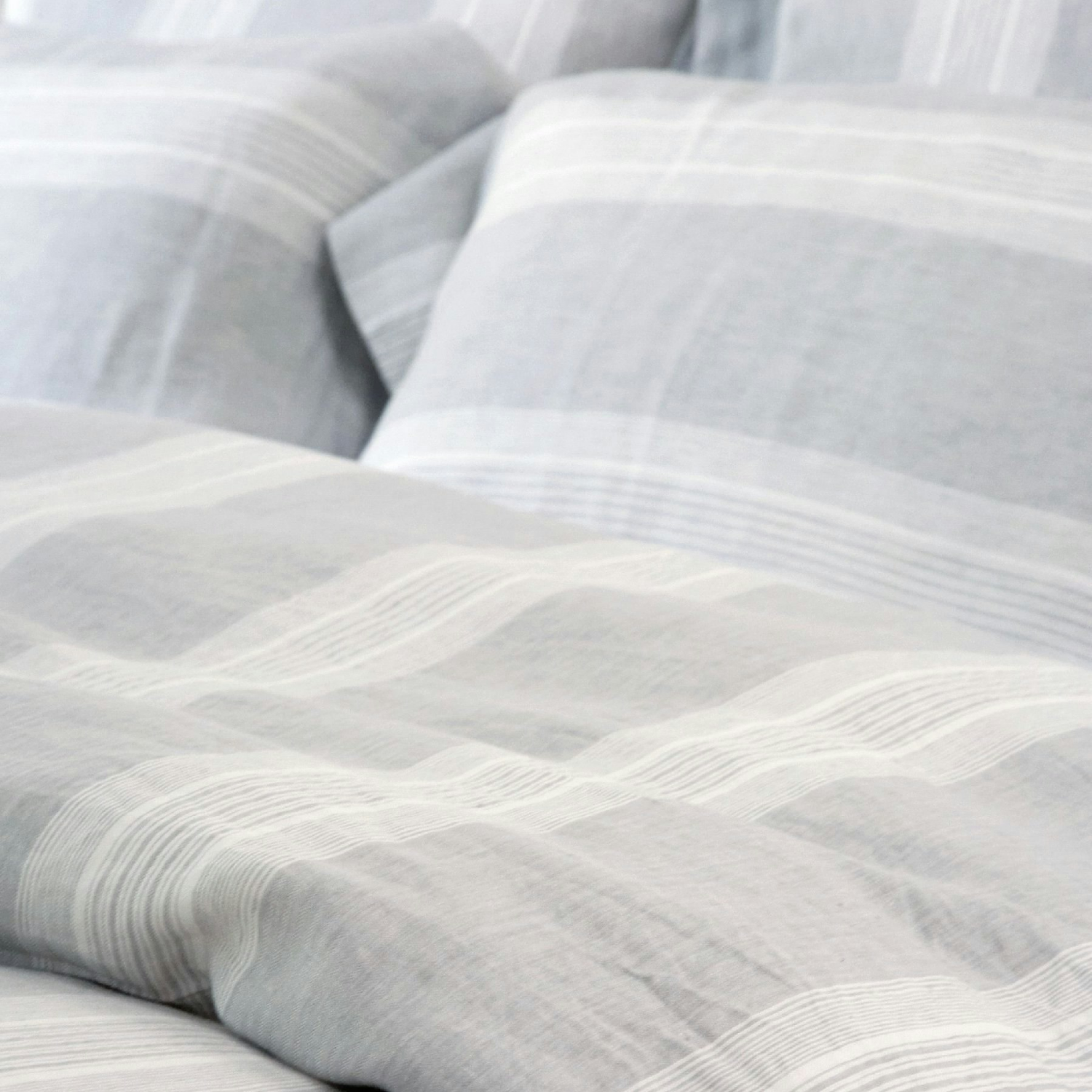 Dune Belgian Linen Duvet Cover - Grey Stripe