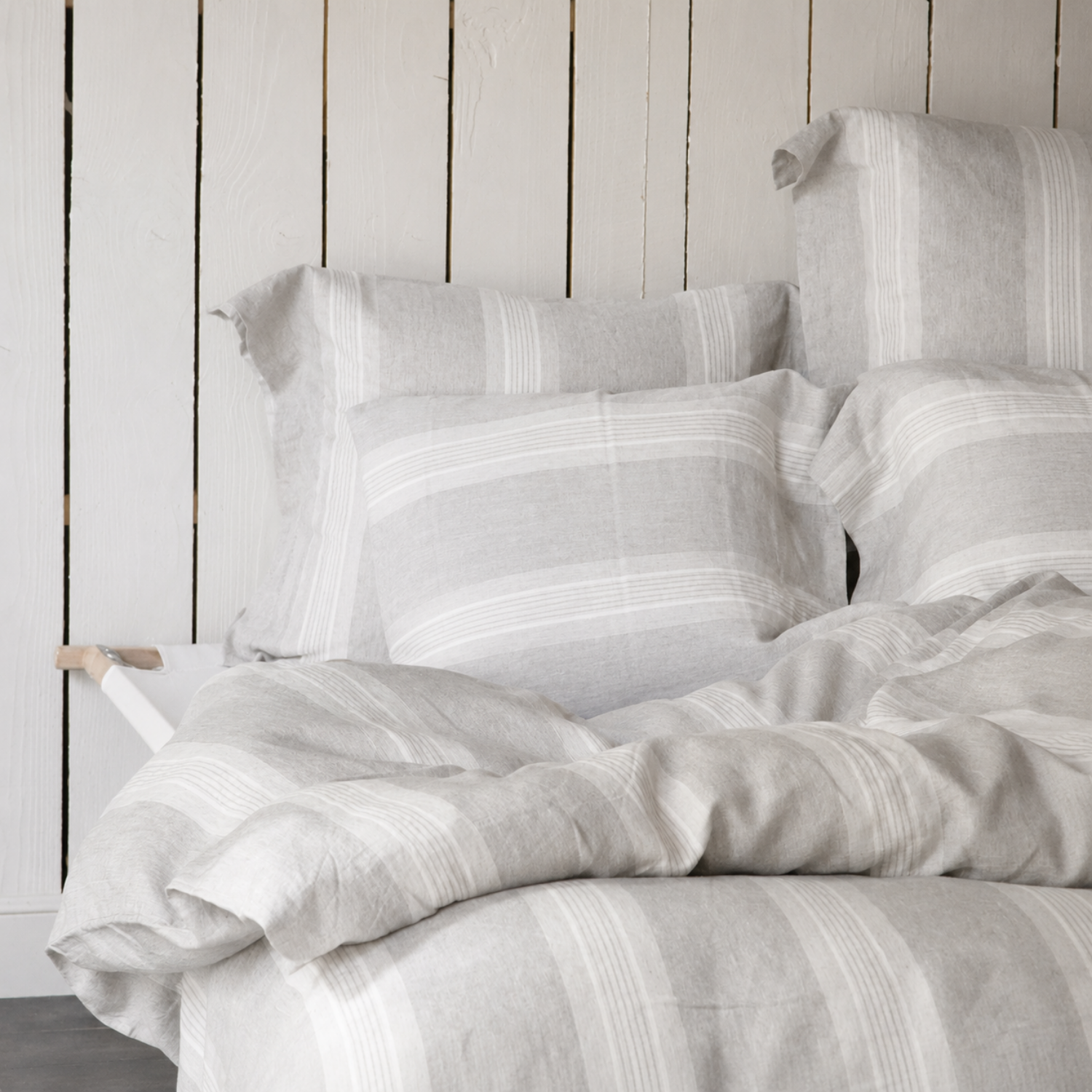 Dune Belgian Linen Duvet Cover - Grey Stripe