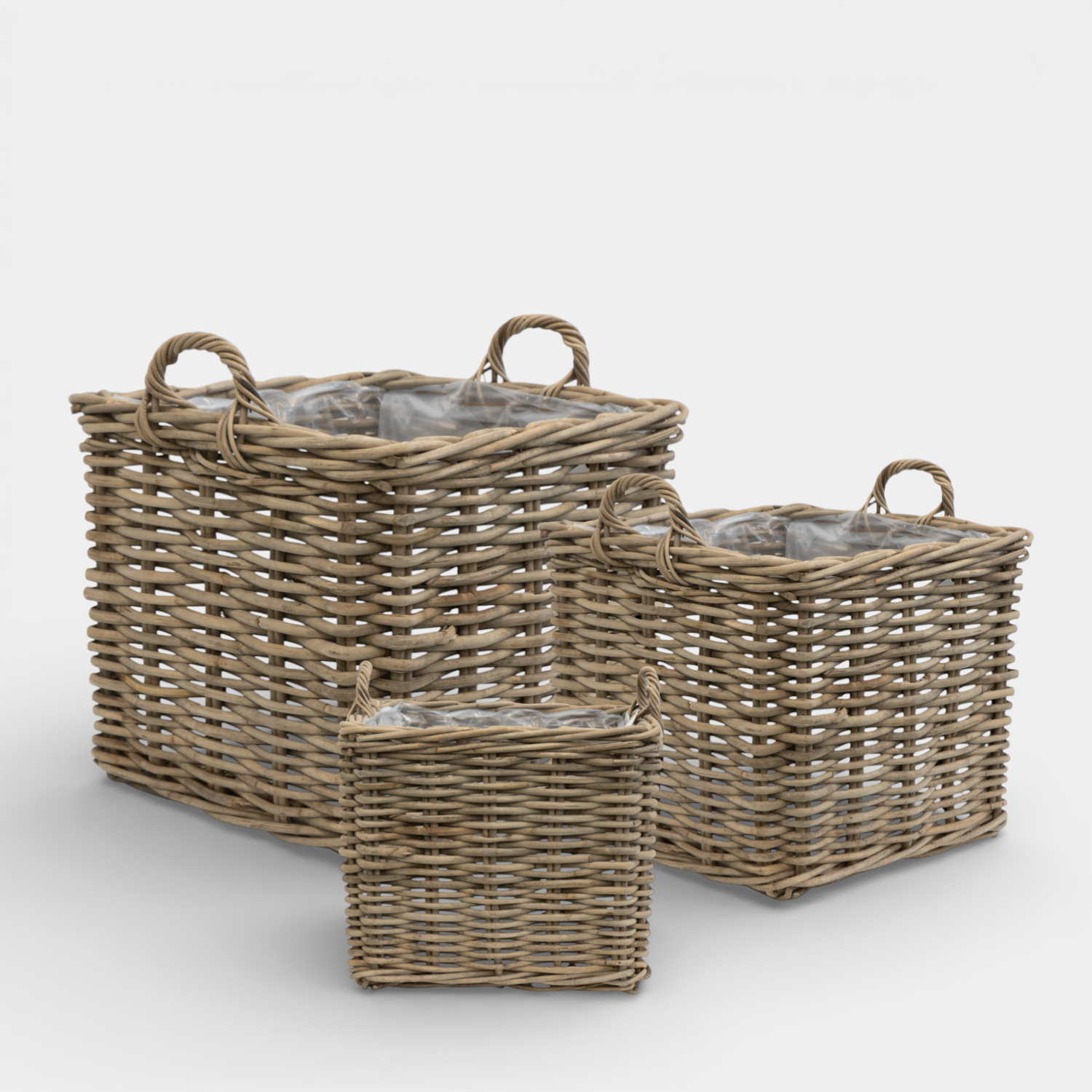 Sarnia Square Rattan Stackable Log Baskets