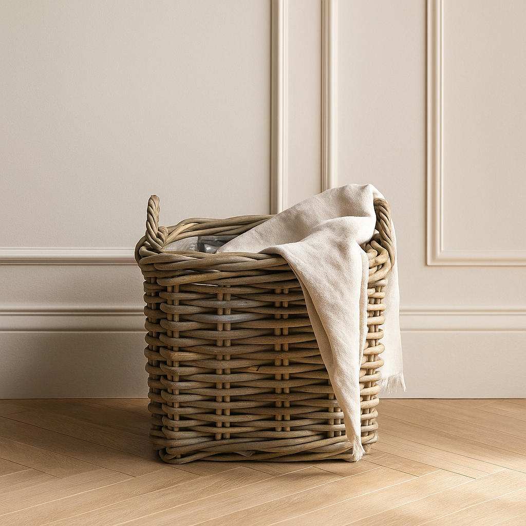 Sarnia Square Rattan Stackable Log Baskets