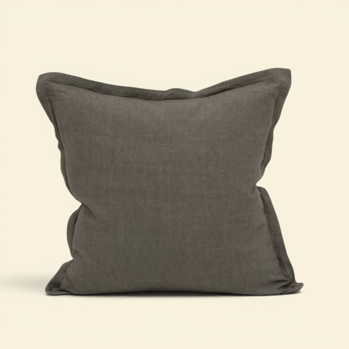 Muted Brown Linen Toss Pillow