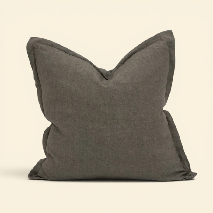 Muted Brown Linen Toss Pillow