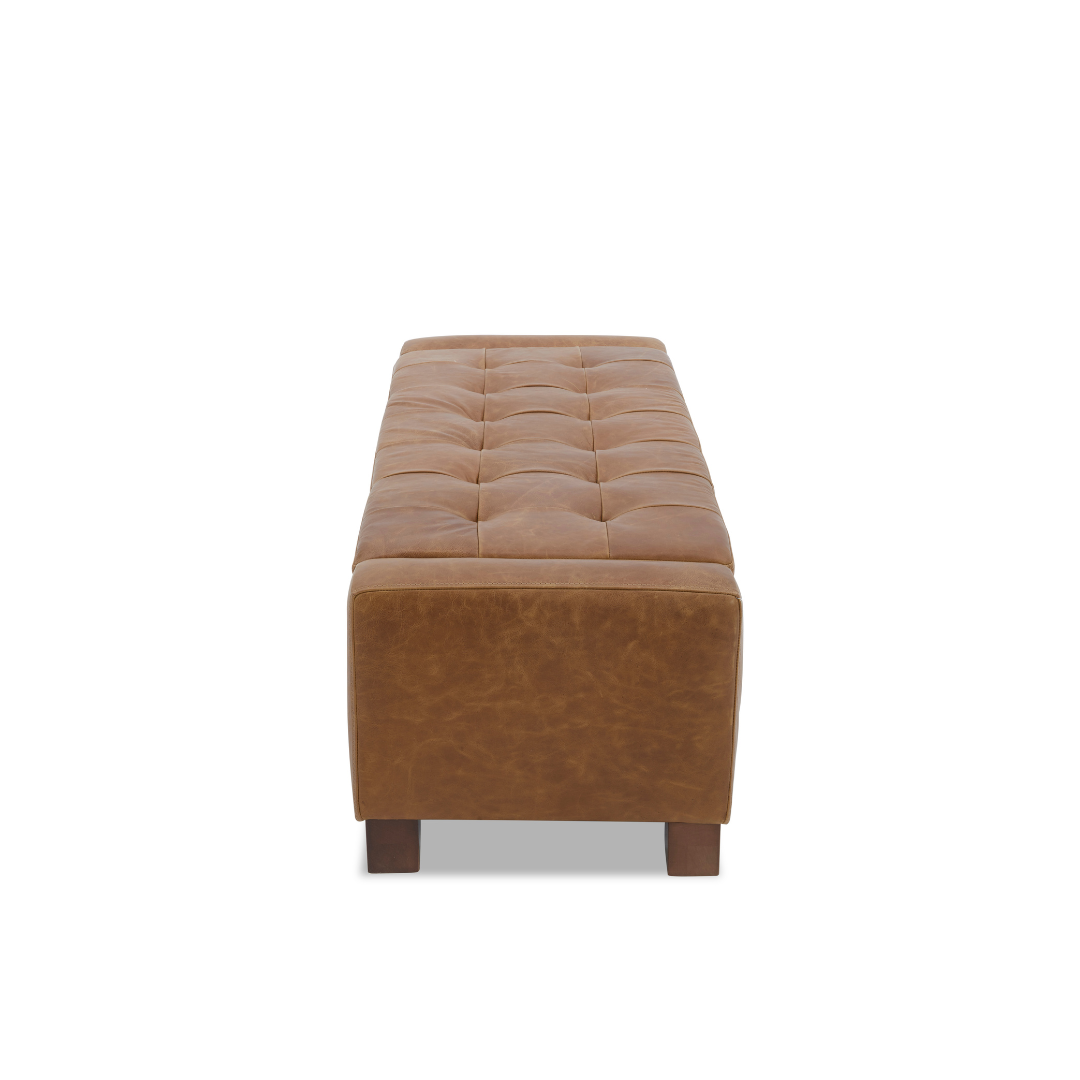 Dawson Tufted Storage Bench - Concord Mink Leather
