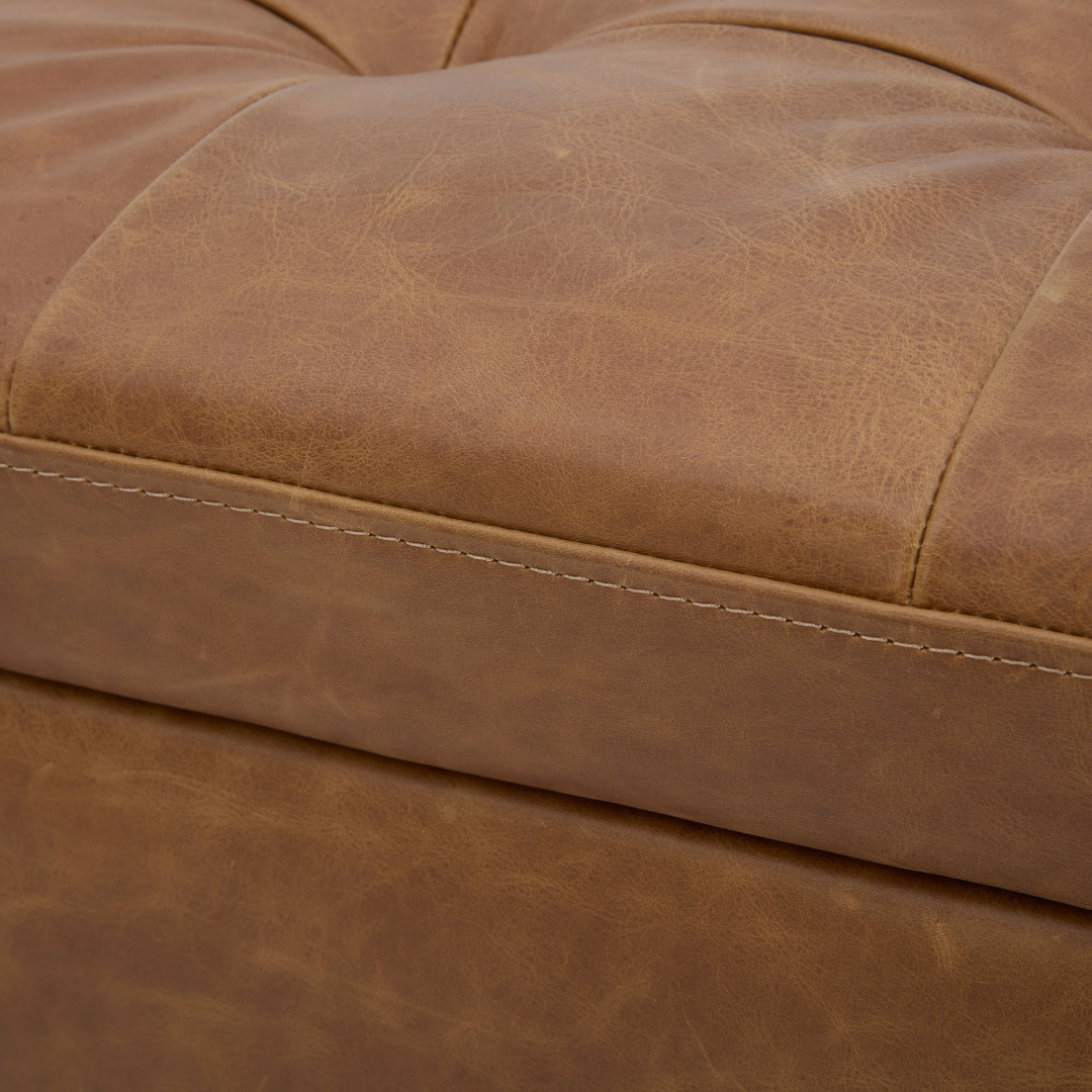 Dawson Tufted Storage Bench - Concord Mink Leather