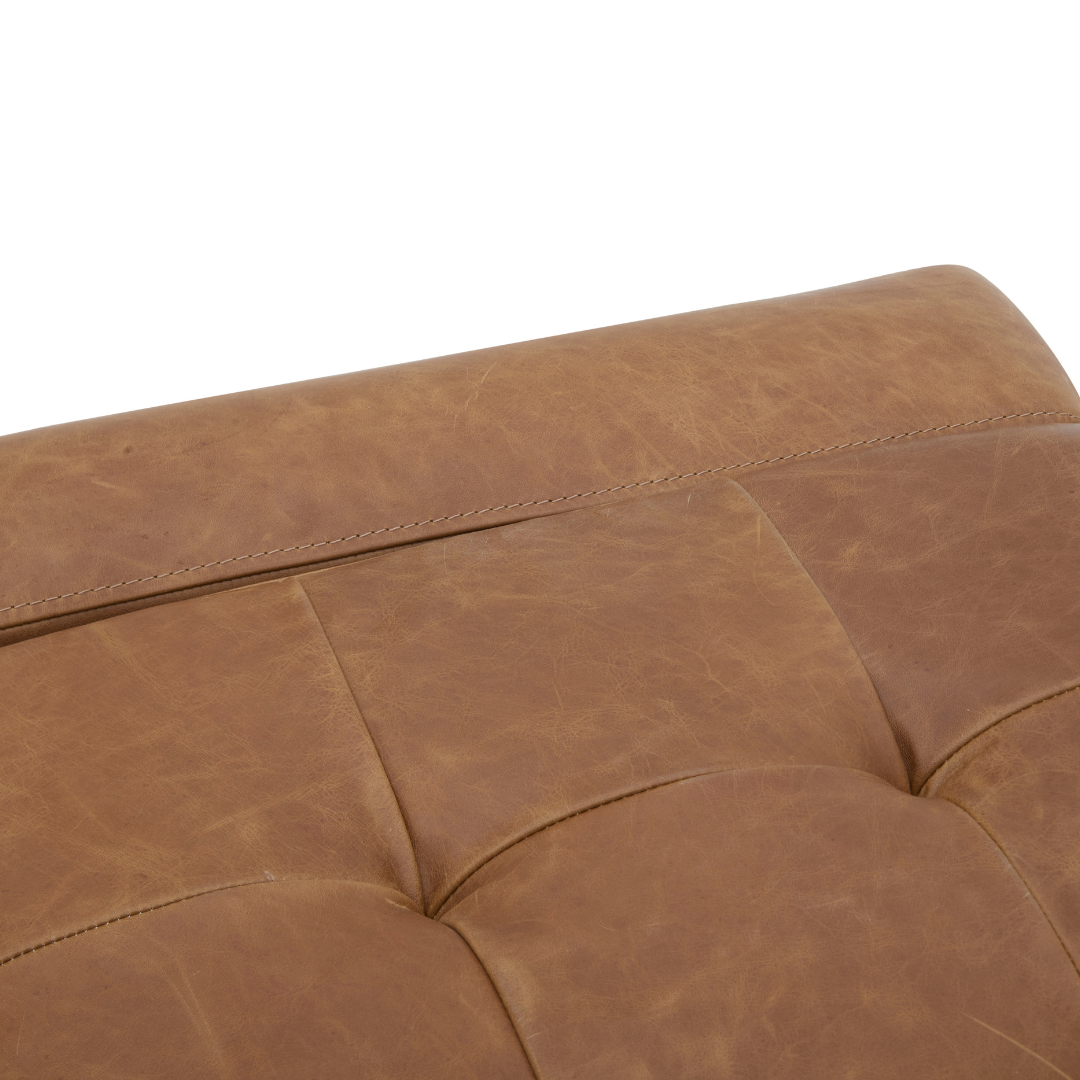 Dawson Tufted Storage Bench - Concord Mink Leather