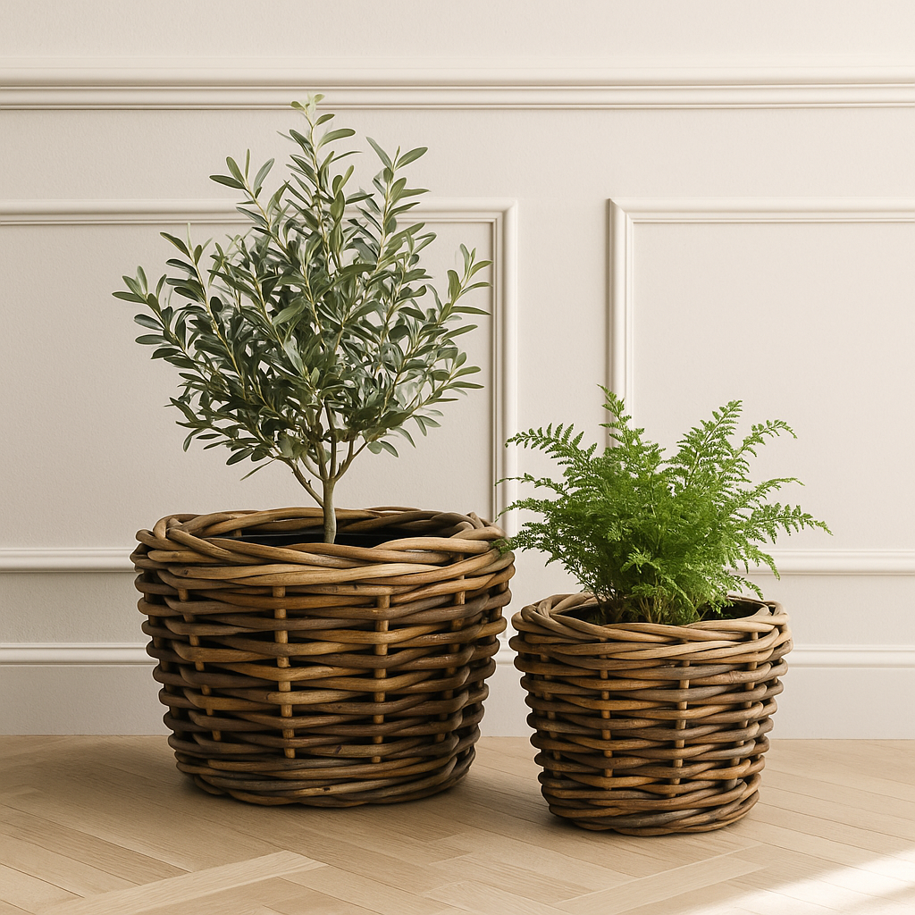 Sudbury Tapered Rattan Brown Plant Basket