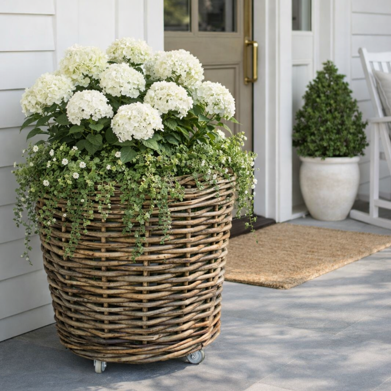 Sudbury Rattan Plant Baskets w/ Wheels