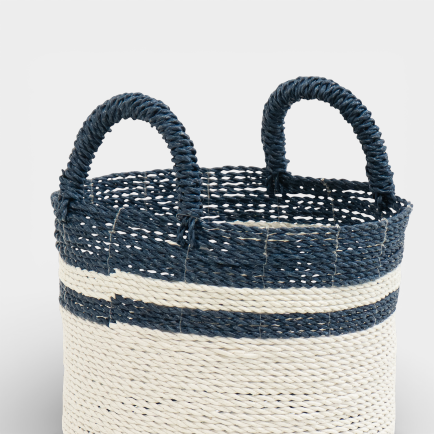 Maritime Storage Basket w/ Handles - Blue/White