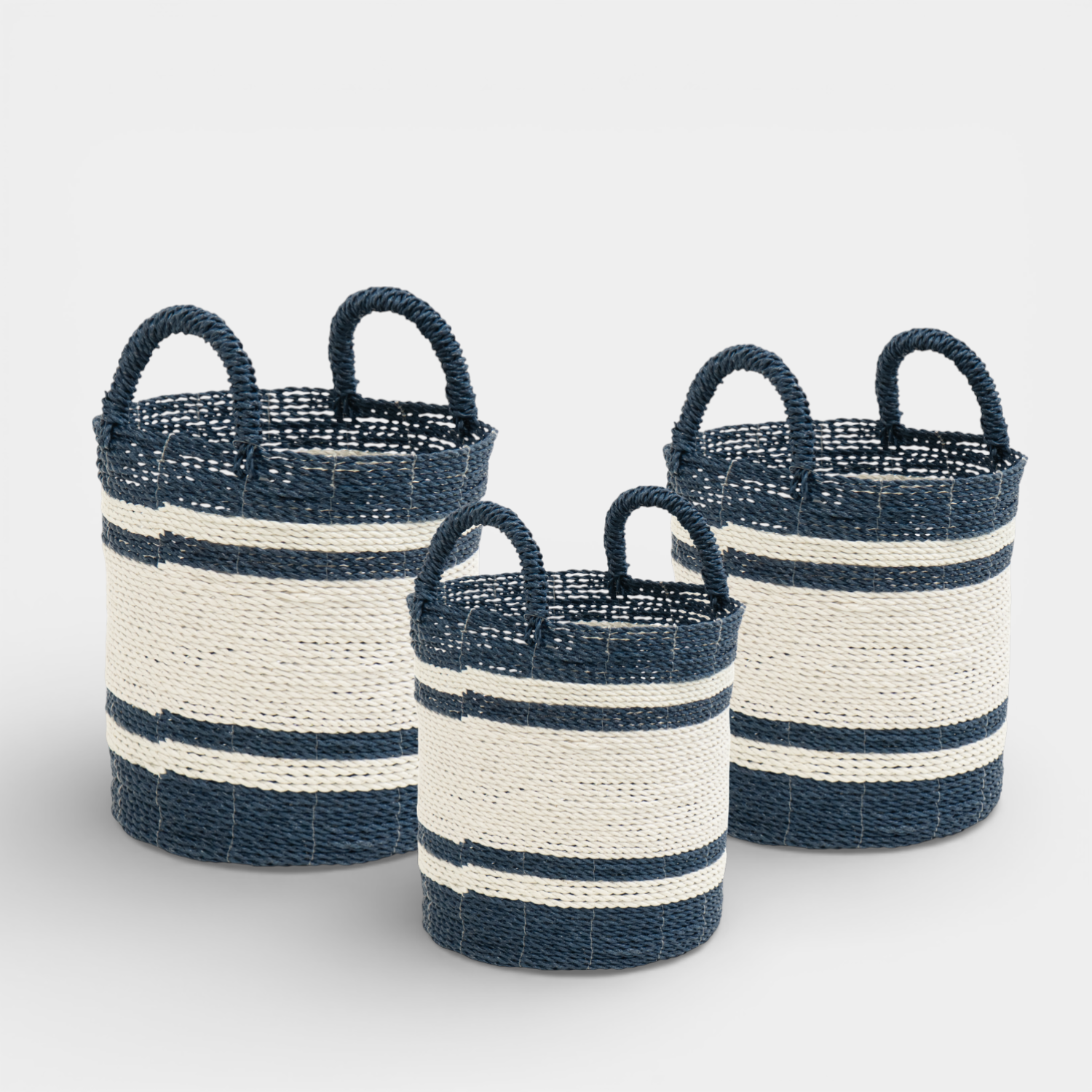 Maritime Storage Basket w/ Handles - Blue/White