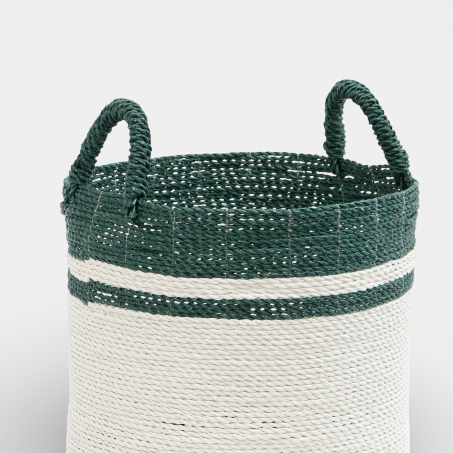 Maritime Storage Basket w/ Handles - Green/White