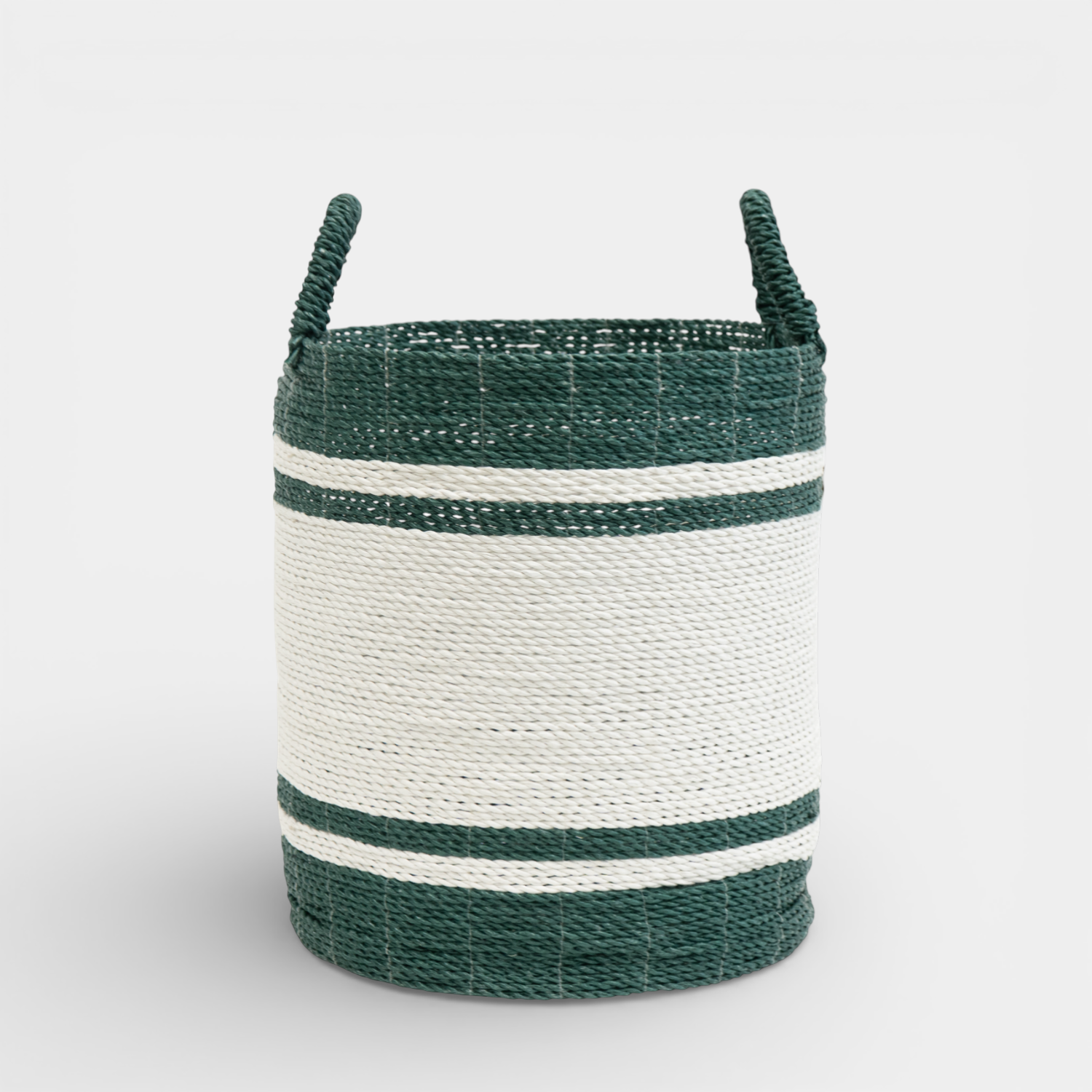 Maritime Storage Basket w/ Handles - Green/White