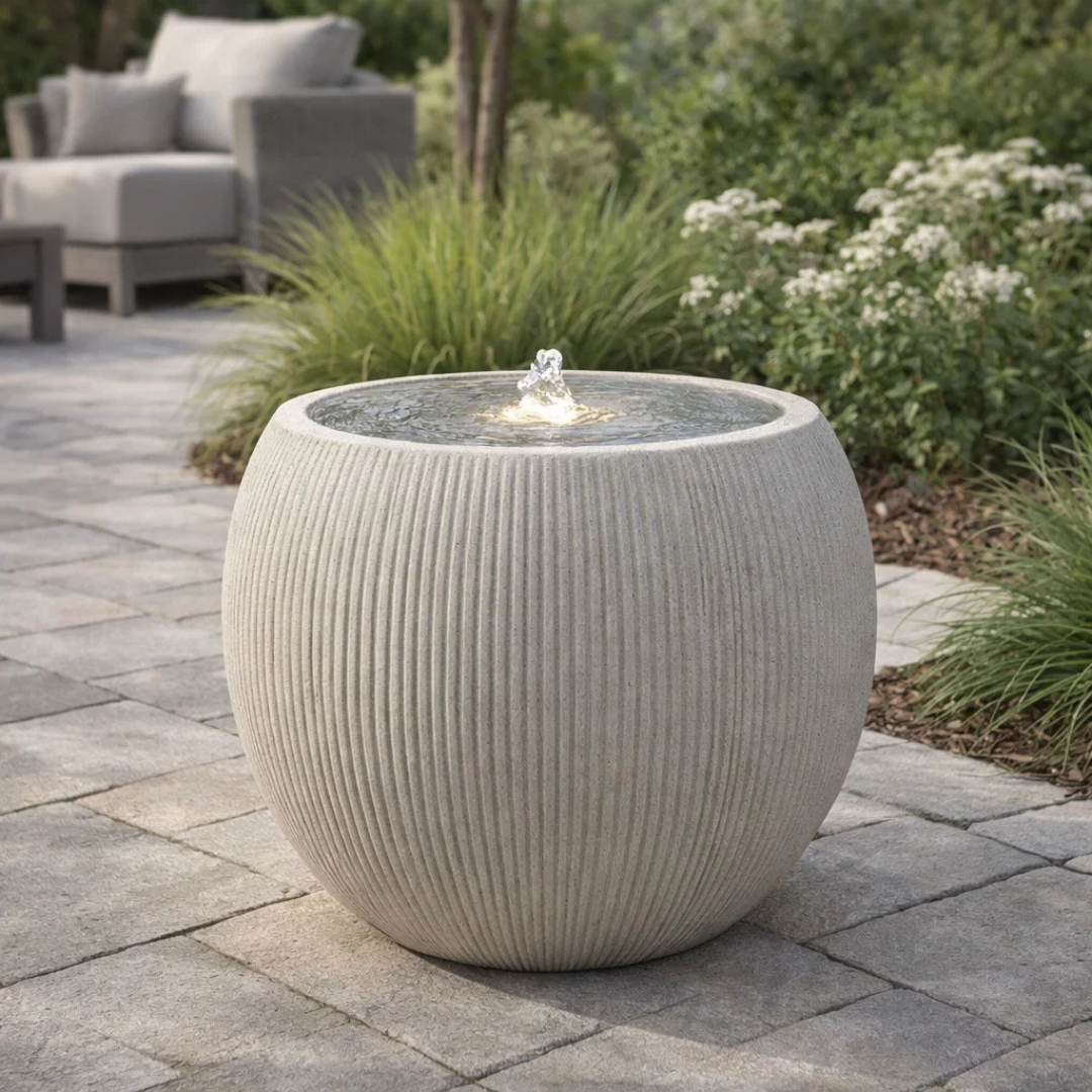 Fairview Round LED Fountain - Textured Beige