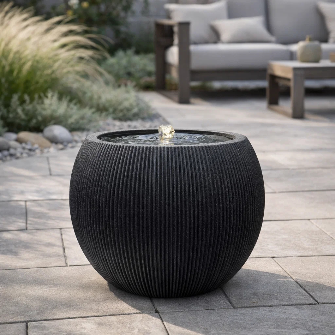 Fairview Round LED Fountain - Textured Black