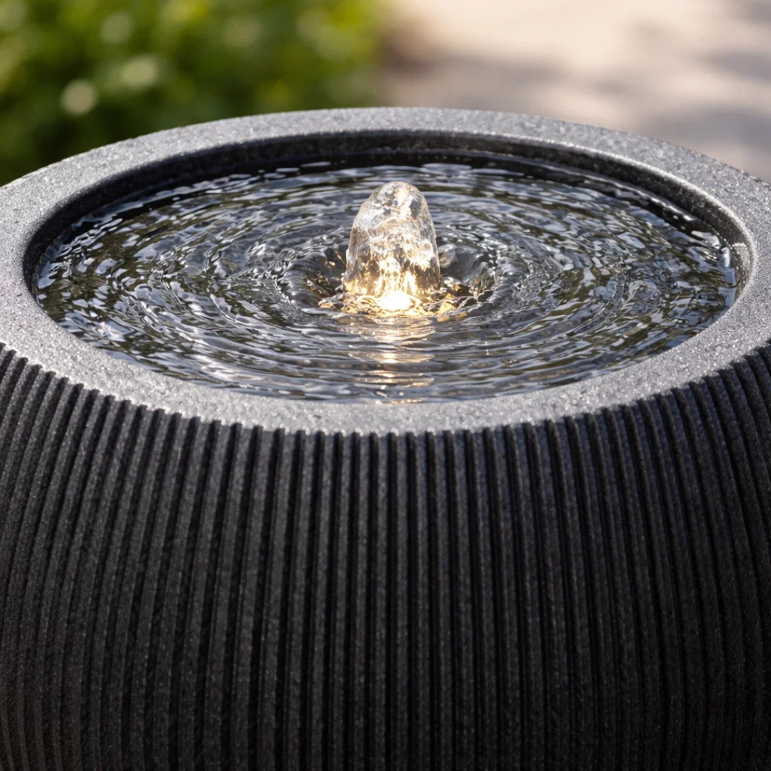 Fairview Round LED Fountain - Textured Black