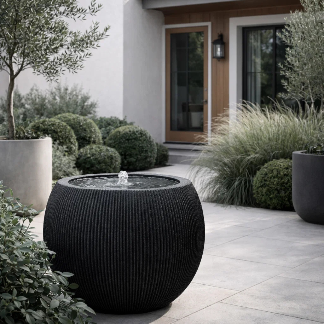 Fairview Round LED Fountain - Textured Black
