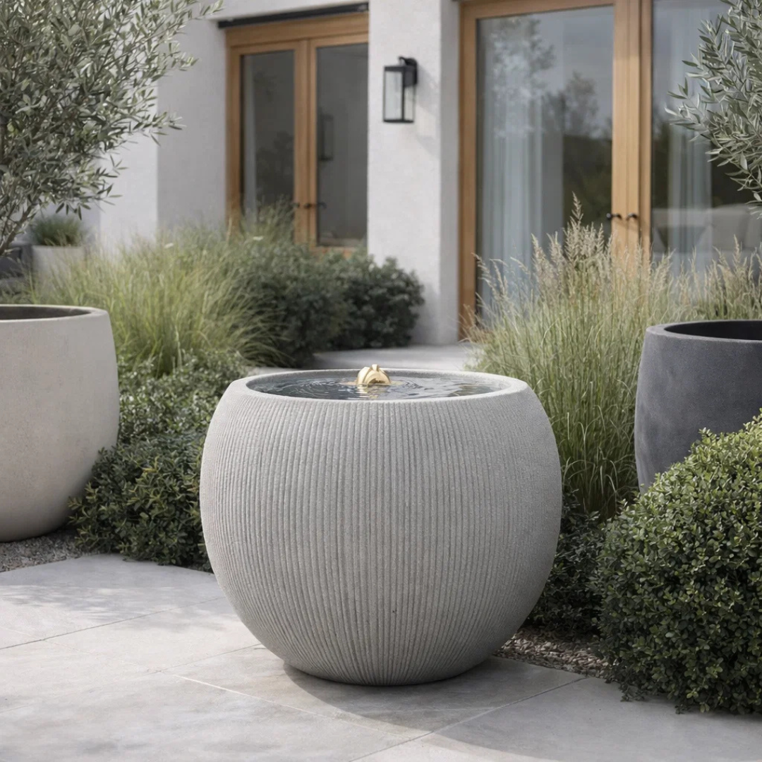 Fairview Round LED Fountain - Textured Beige