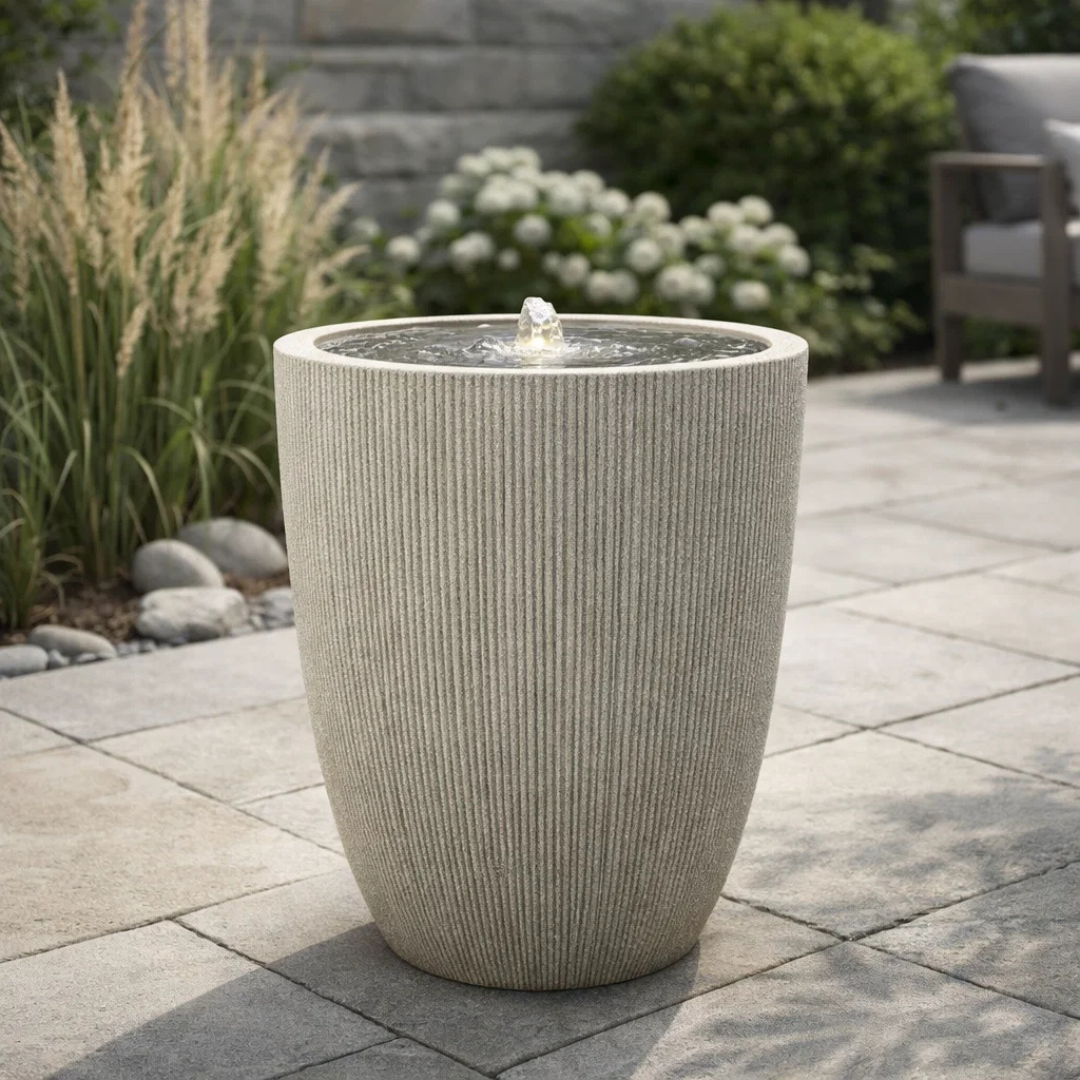 Fairview Tall Curved LED Fountain - Textured Beige