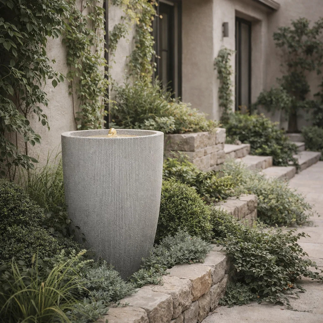 Fairview Tall Curved LED Fountain - Textured Beige