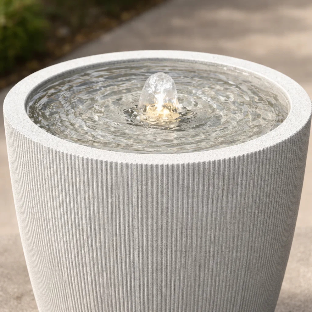 Fairview Tall Curved LED Fountain - Textured Beige