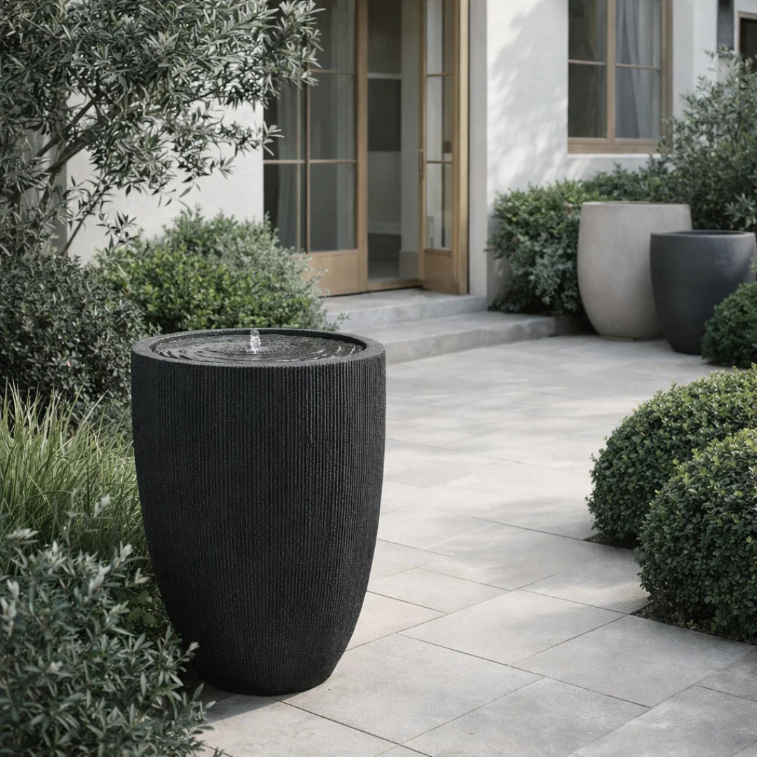 Fairview Tall Curved LED Fountain - Textured Black