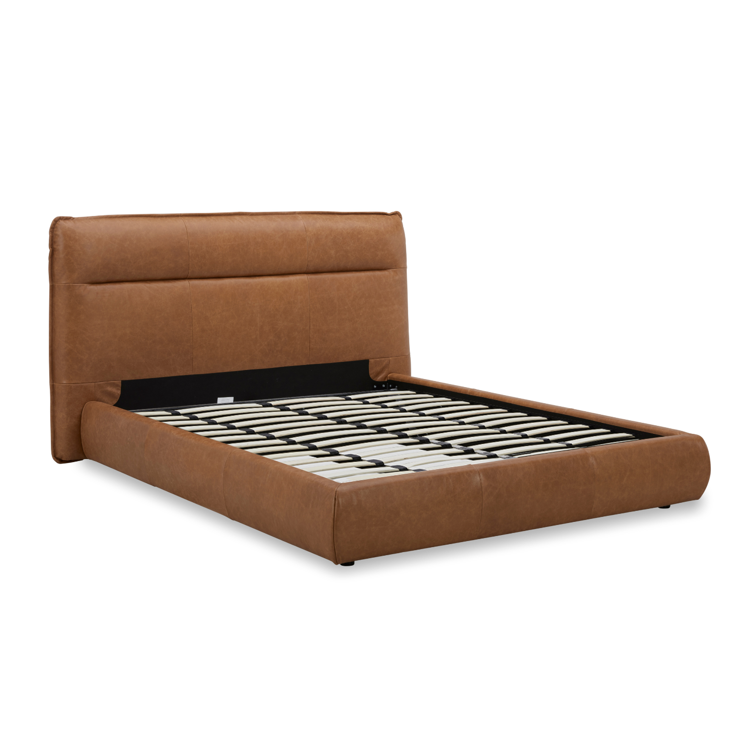 Carlaw Platform Bed - Distressed Cognac Leather