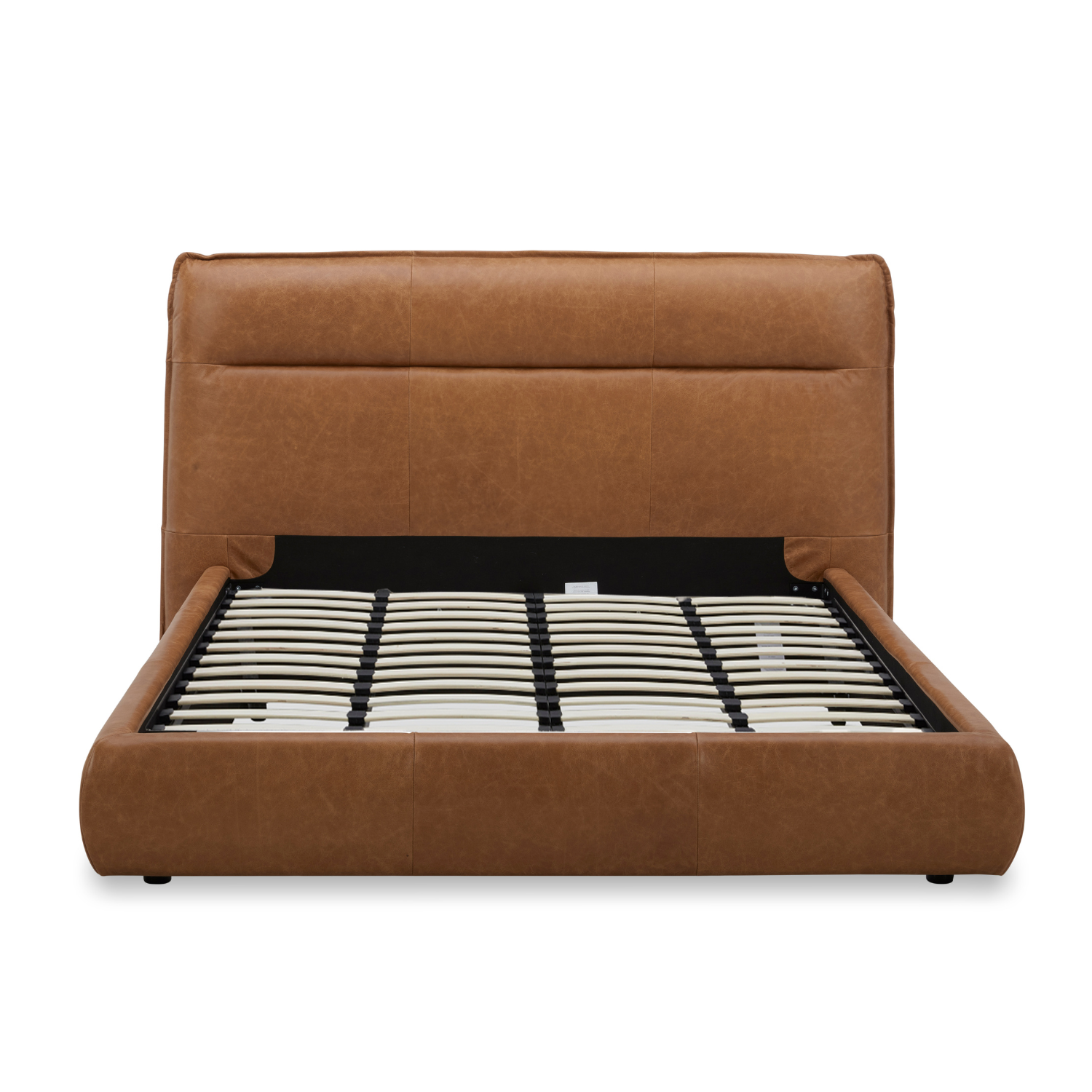 Carlaw Platform Bed - Distressed Cognac Leather