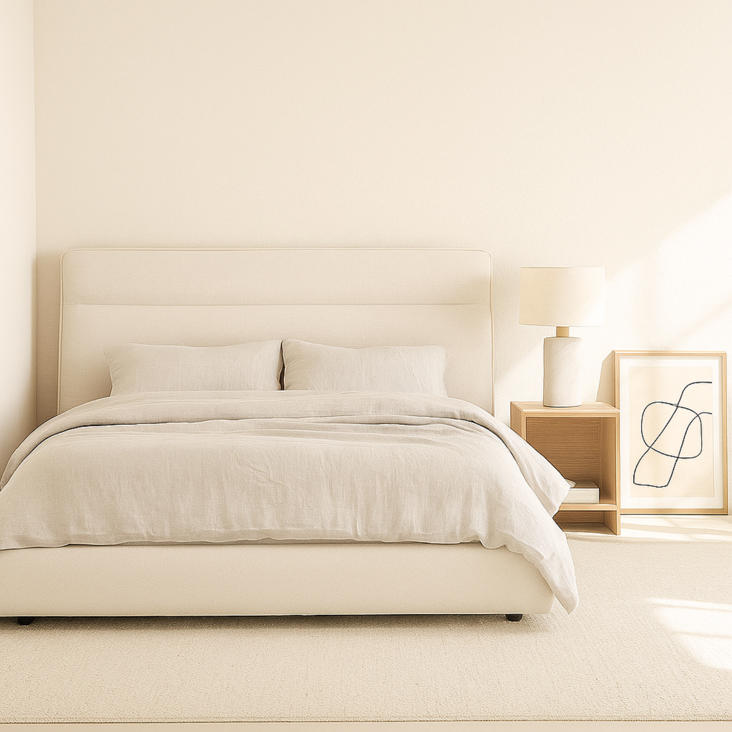 Carlaw Platform Bed - Mellow Ivory