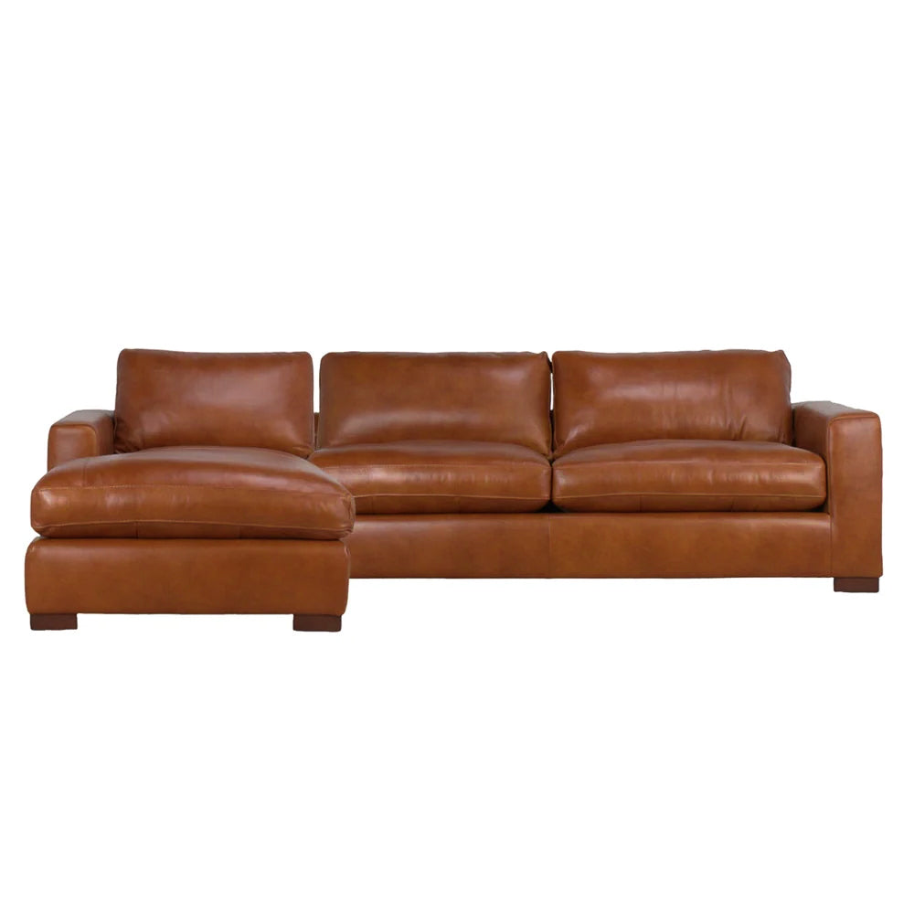 Charlestown 124" Chaise Sectional - Camel Leather