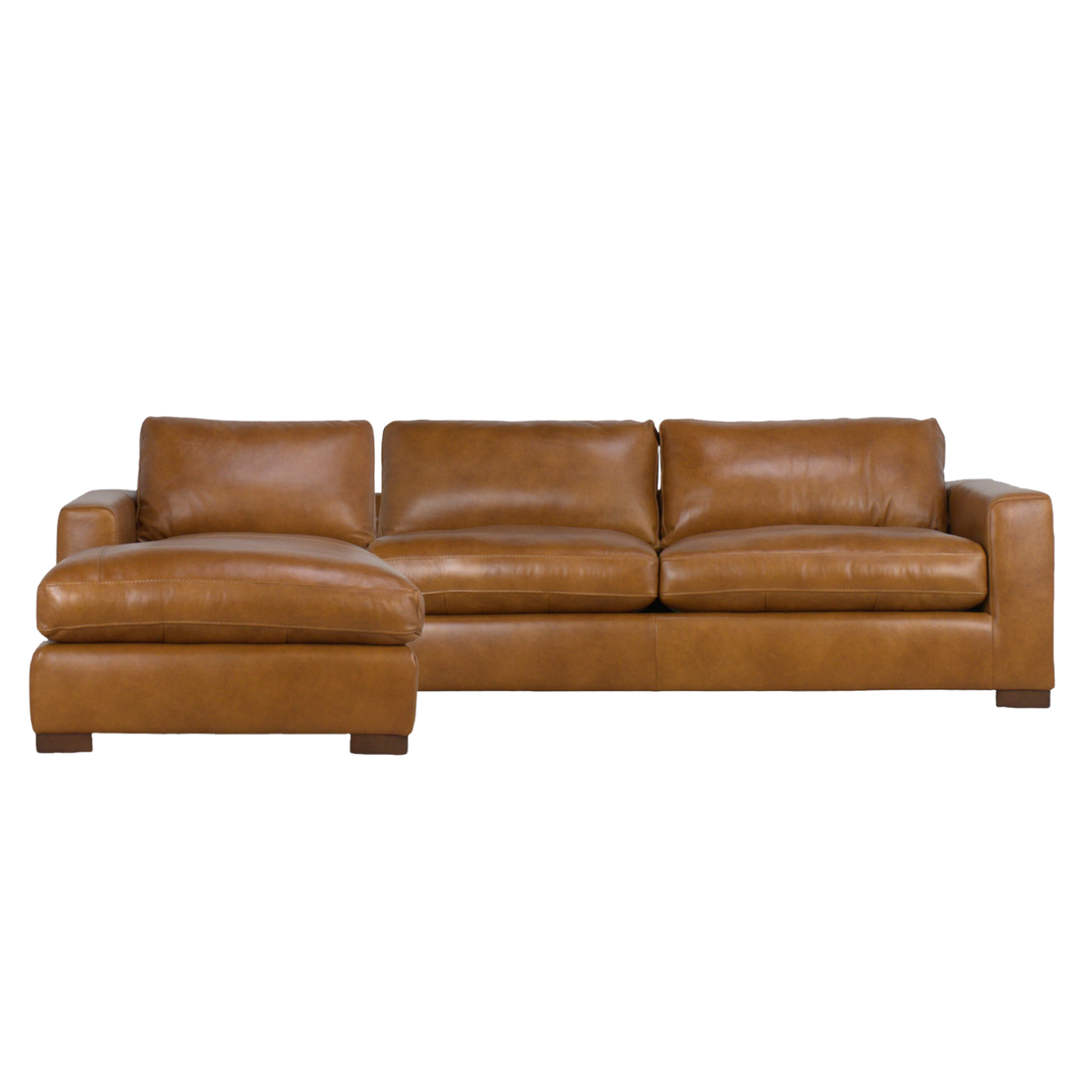 Charlestown 124" Chaise Sectional - Camel Leather