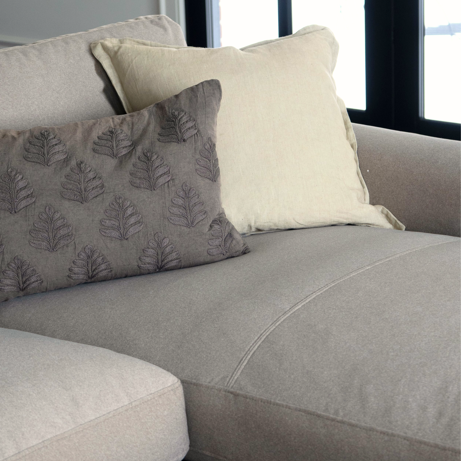 Charlestown 124" Chaise Sectional - Sand Matte Velvet