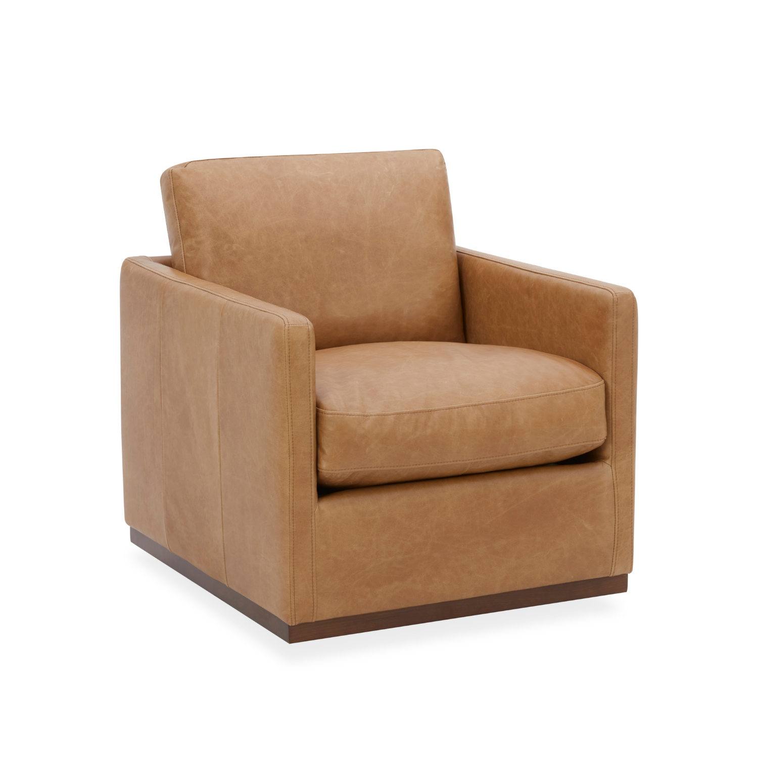 Stratford Swivel Lounge Chair - Distressed Cognac Leather