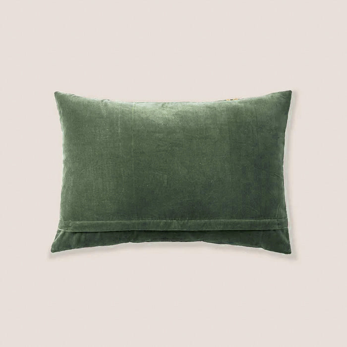 Bovaird Green Embroidered Kidney Toss Pillow