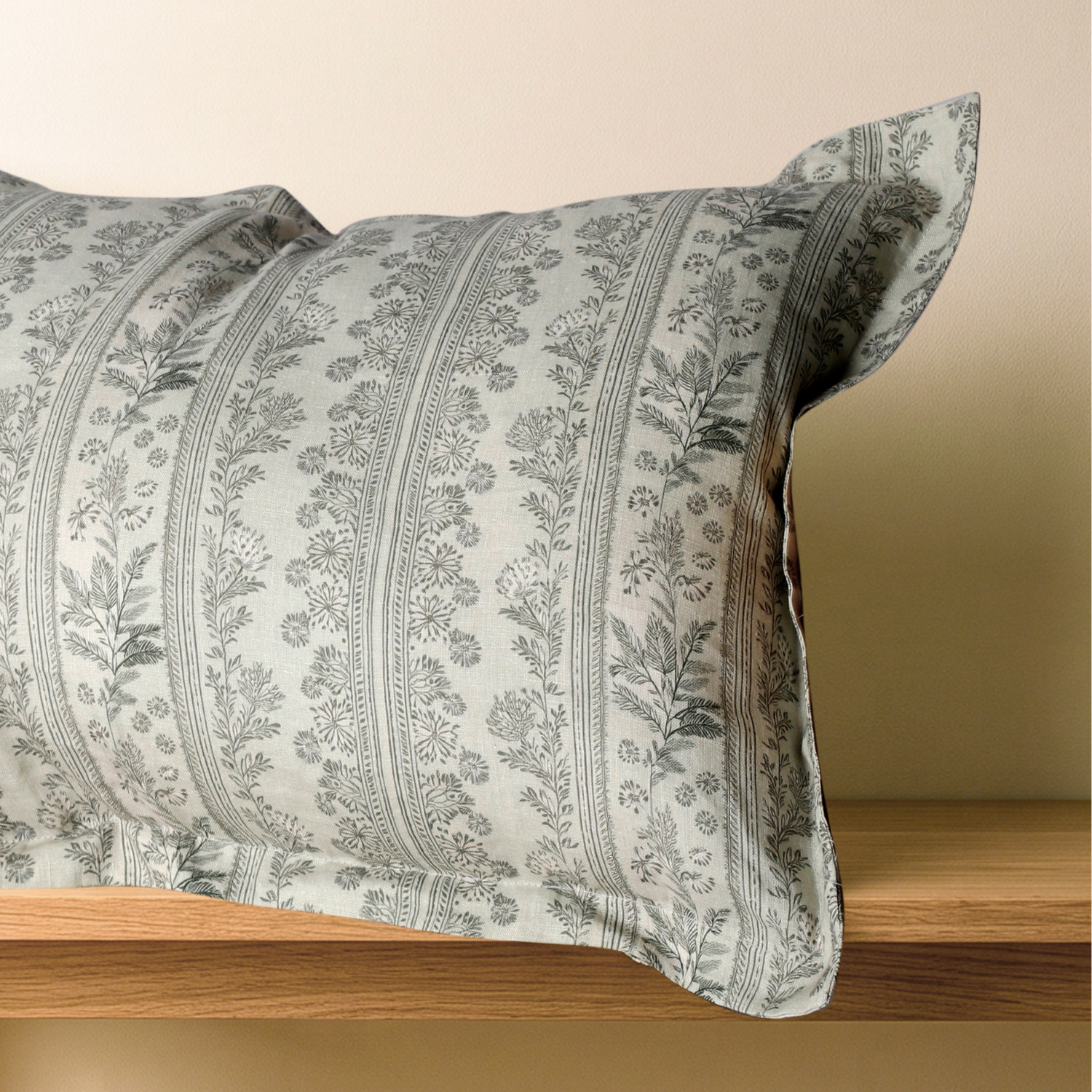 Braeside Garden Linen Block Print Kidney Toss Pillow