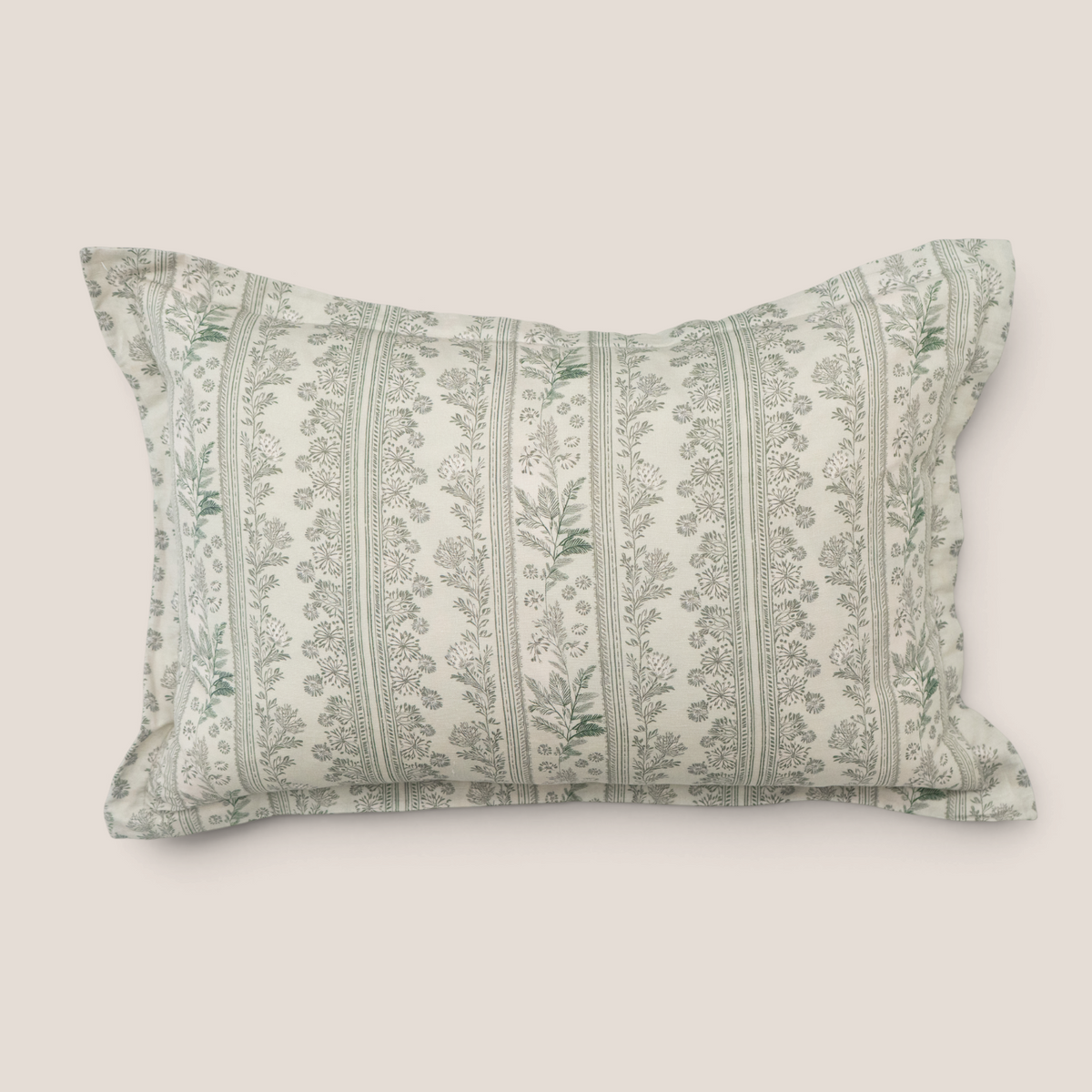 Braeside Garden Linen Block Print Kidney Toss Pillow