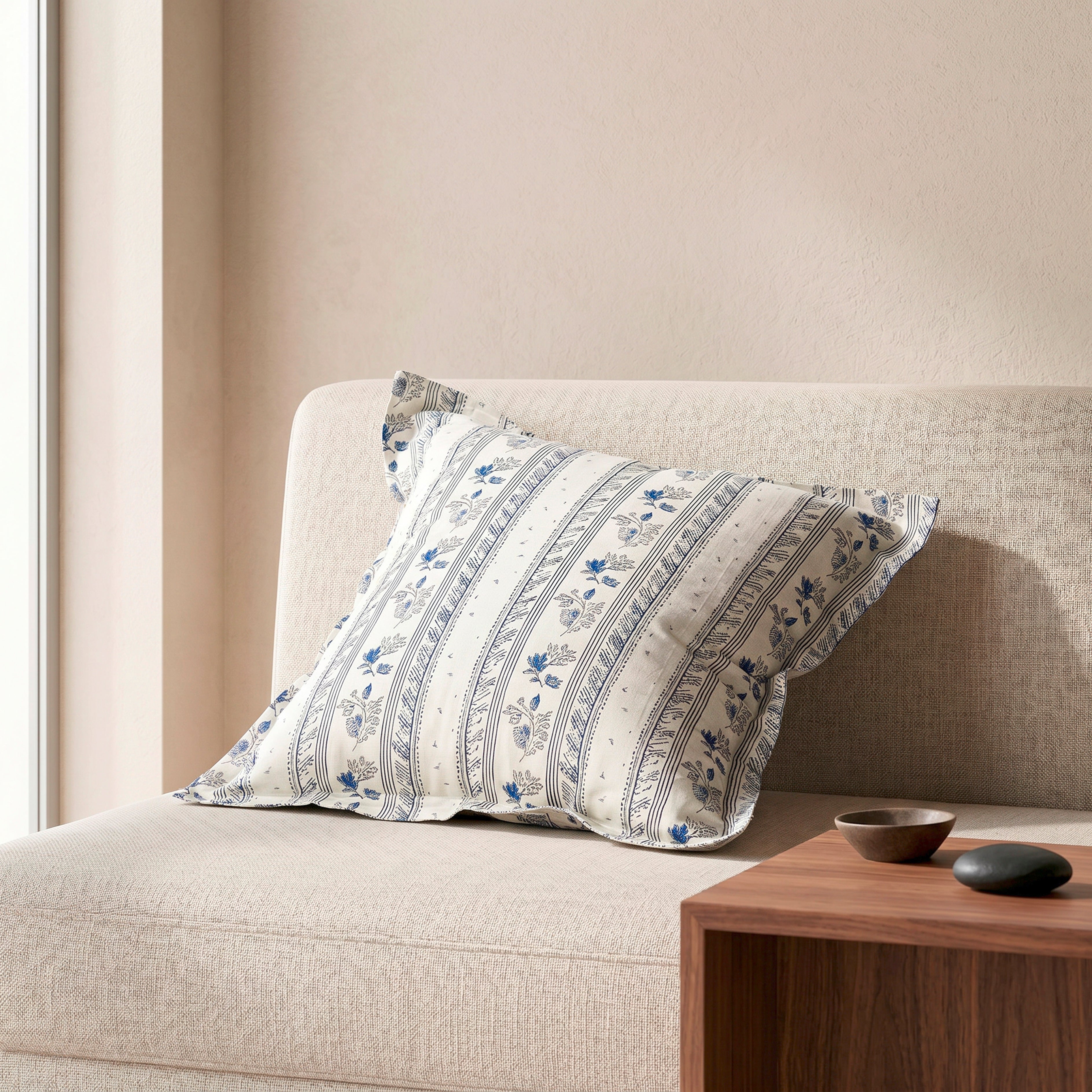 Charlottetown Garden Linen Block Print Toss Pillow