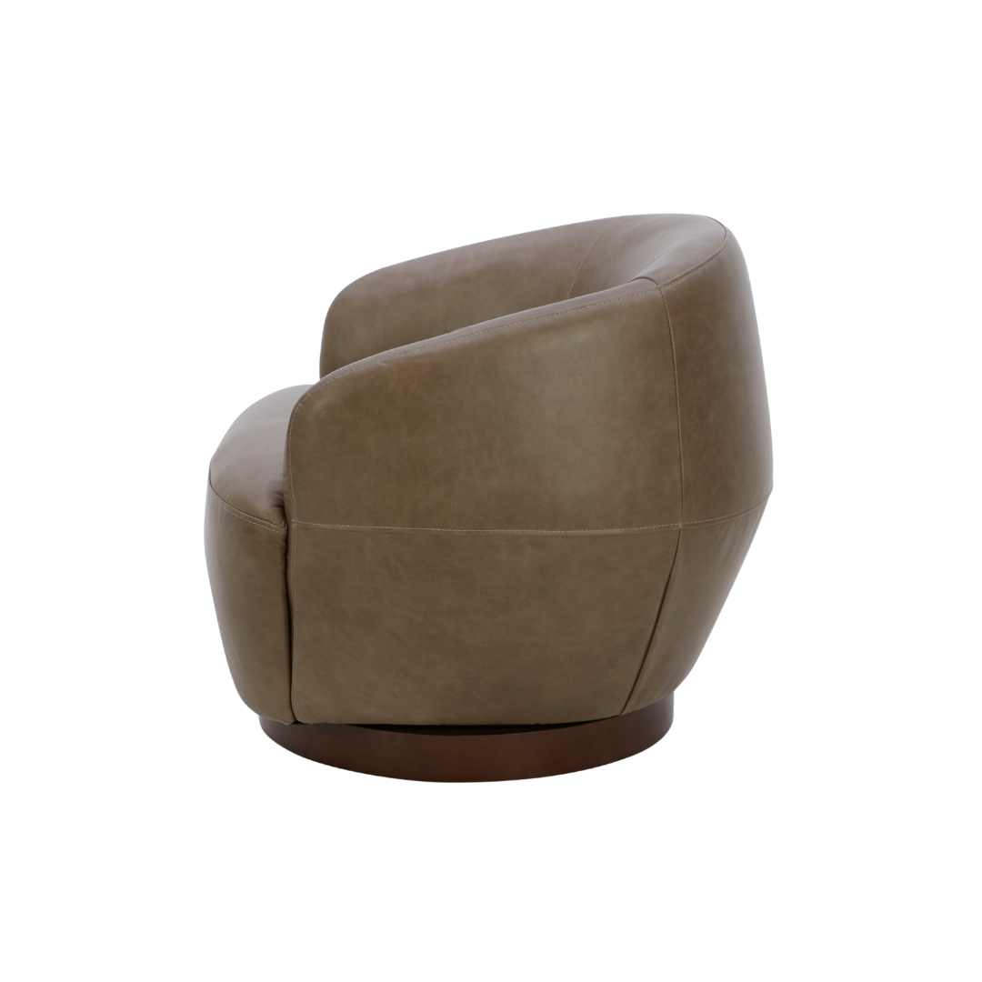 Pod Leather Swivel Lounge Chair - Concord Pewter Leather