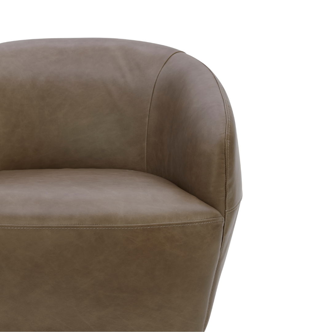 Pod Leather Swivel Lounge Chair - Concord Pewter Leather