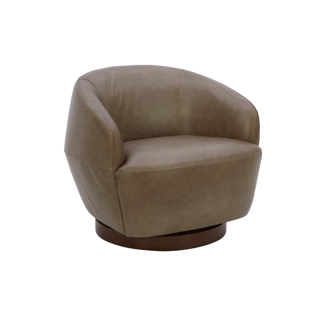 Pod Leather Swivel Lounge Chair - Concord Pewter Leather