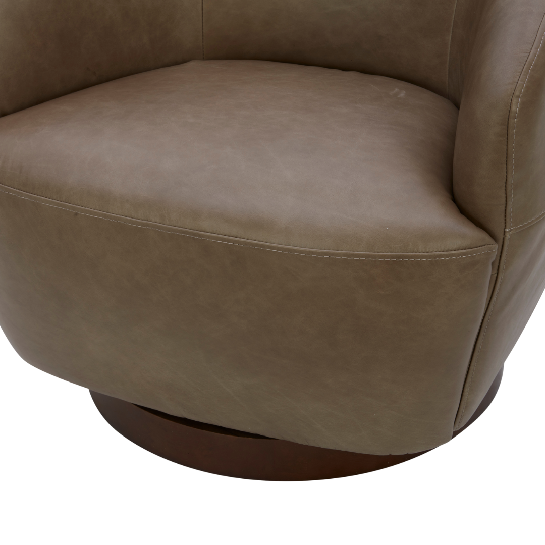 Pod Leather Swivel Lounge Chair - Concord Pewter Leather