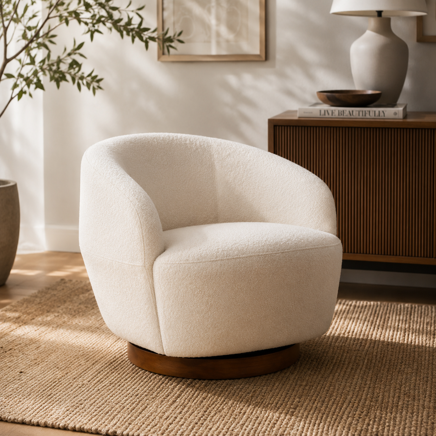 Pod Swivel Lounge Chair - Mellow Ivory
