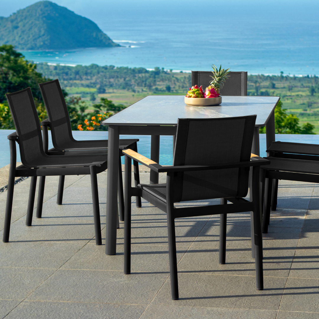 Newport Stackable Dining Arm Chair - Black