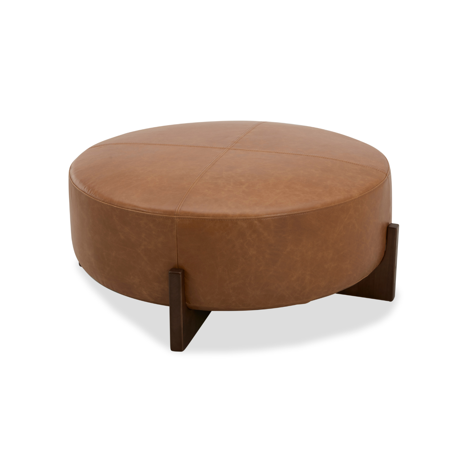 Carmen Ottoman - Distressed Cognac Leather