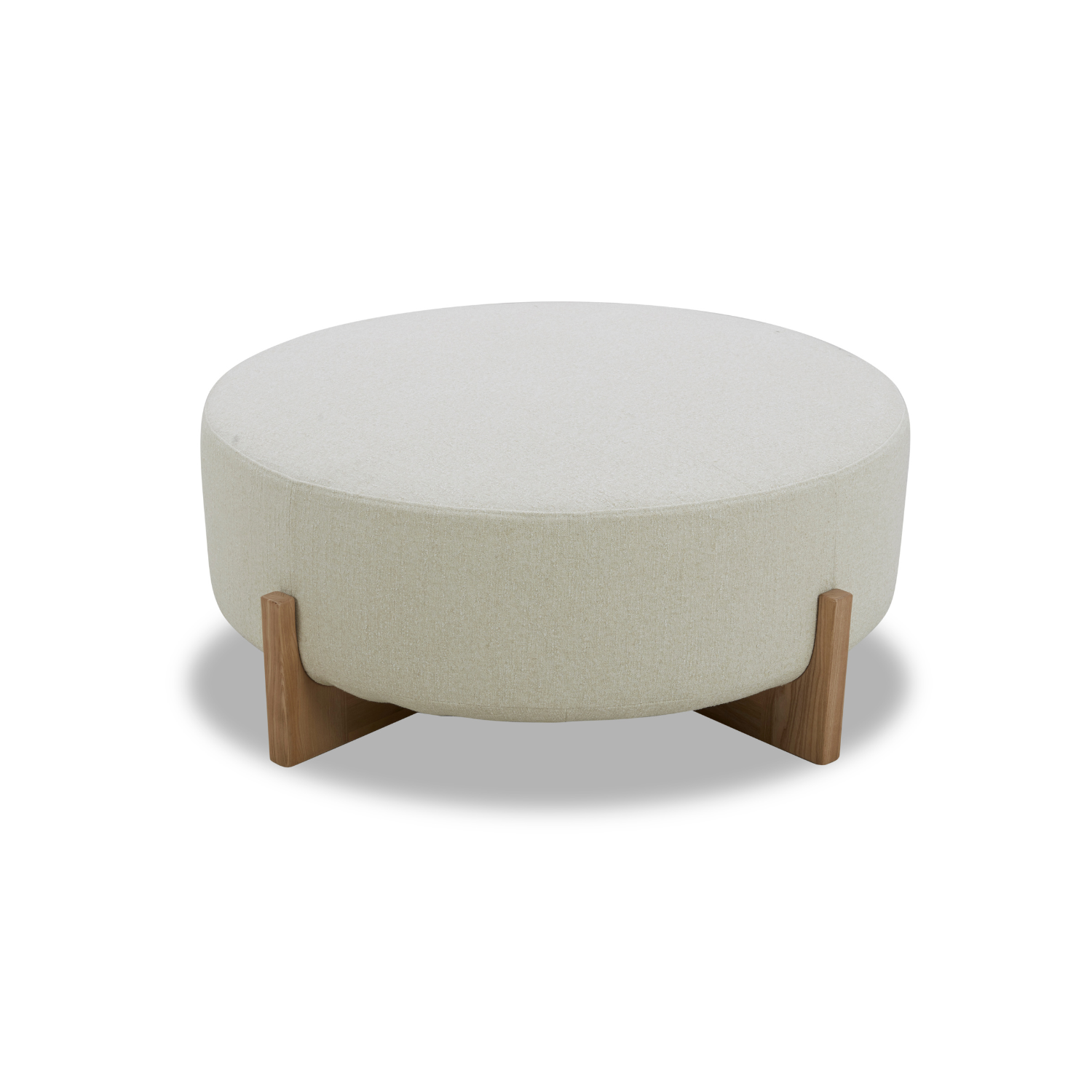 Carmen Ottoman w/ Light Wood Base - Mellow Ivory