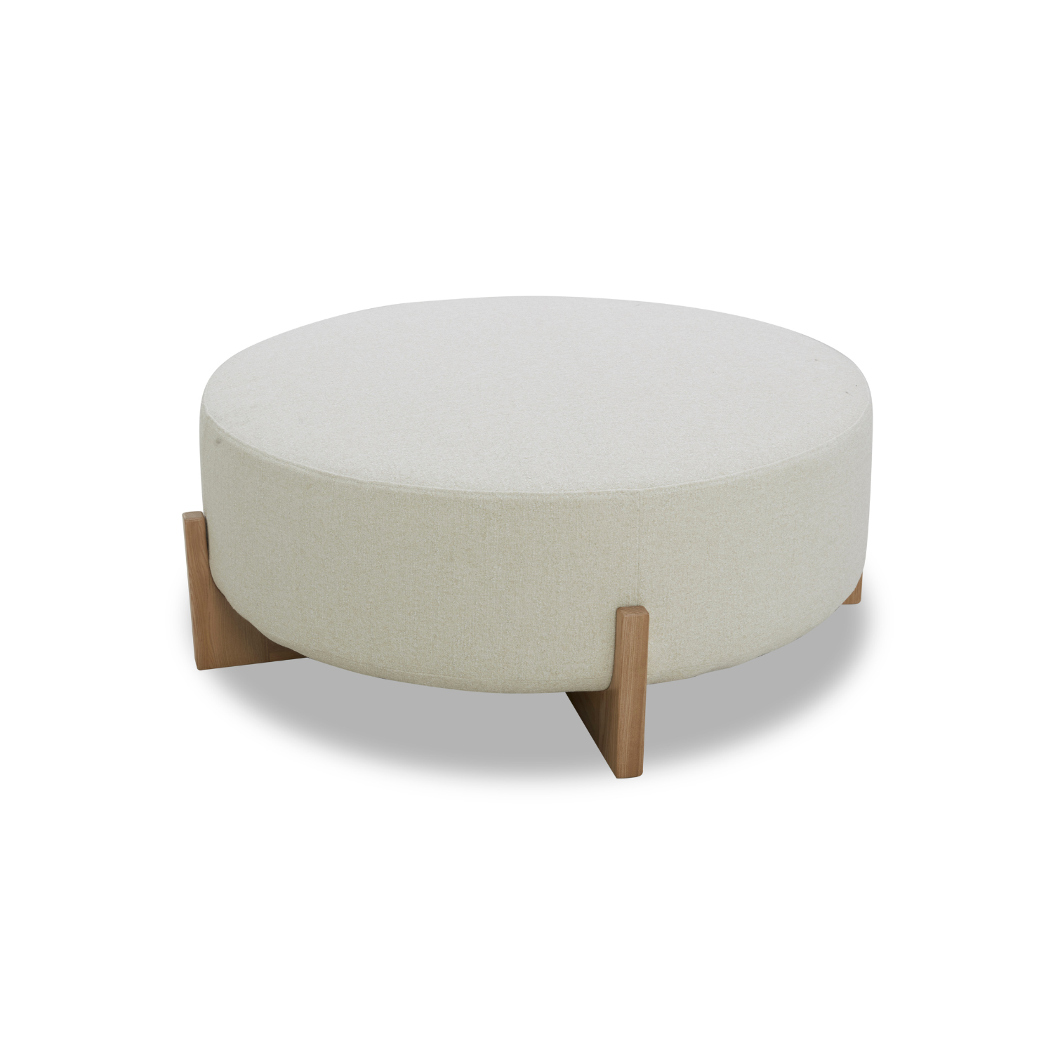 Carmen Ottoman w/ Light Wood Base - Mellow Ivory